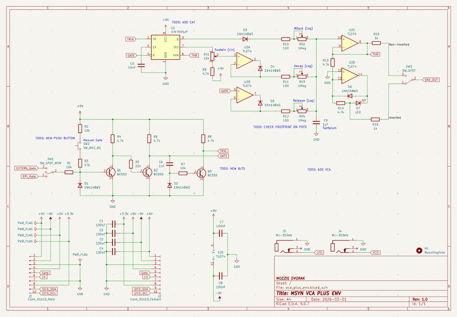 KiCad Schematic for the VCA.