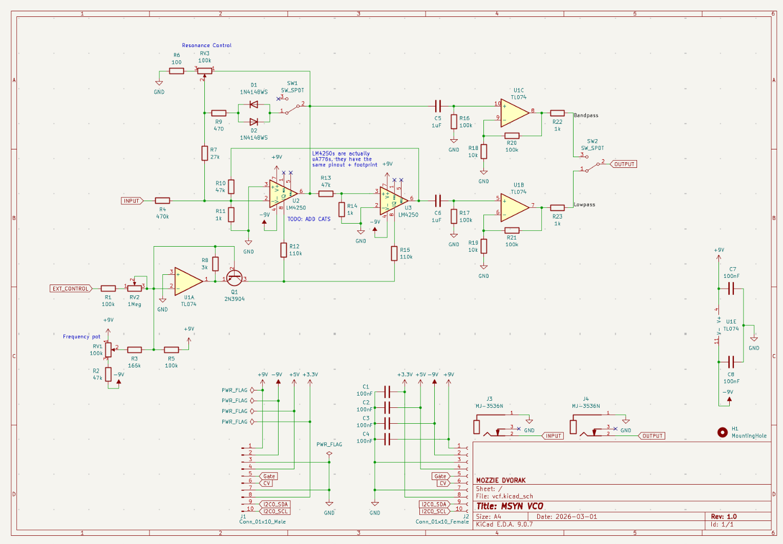 KiCad Schematic for the Filter.